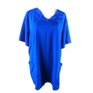Barco One Women's Scrub Top Size 3 X Large Blue Medical Polyester Blend